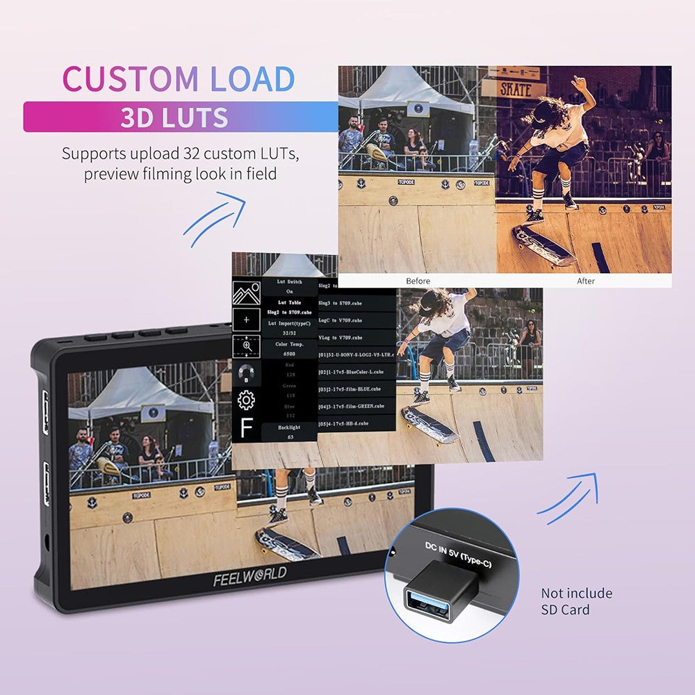 FEELWORLD F5 Pro V4 6 Inch Touchscreen DSLR Camera Monitor External Wireless Display Screen for Photography