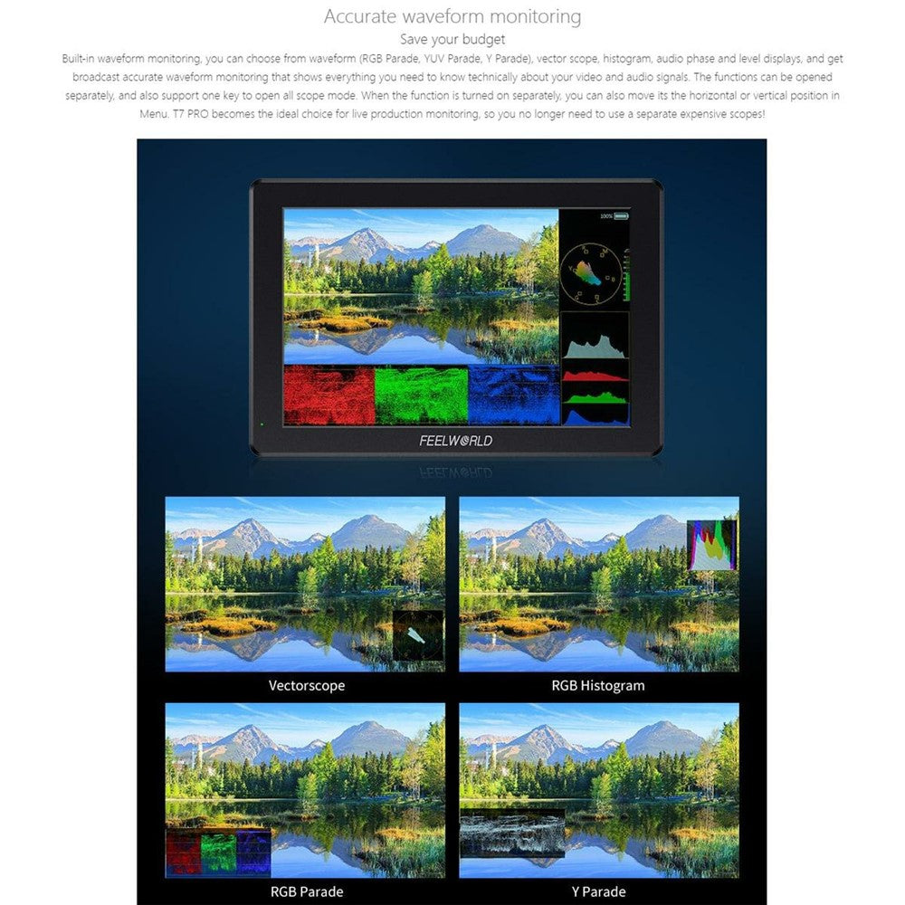 FEELWORLD T7 PRO 7 Inch 4K Director Monitor DSLR Camera External HD Display Screen