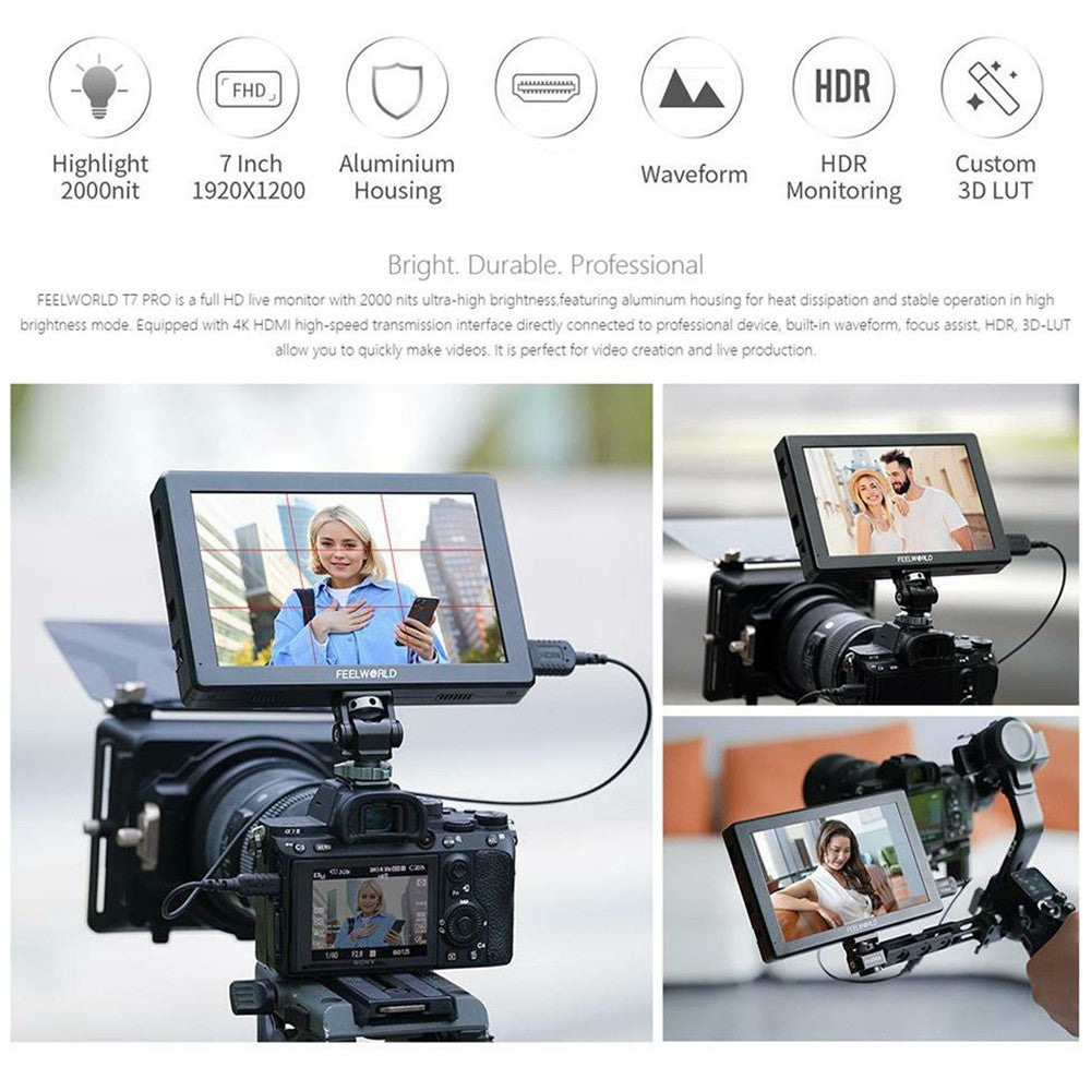 FEELWORLD T7 PRO 7 Inch 4K Director Monitor DSLR Camera External HD Display Screen