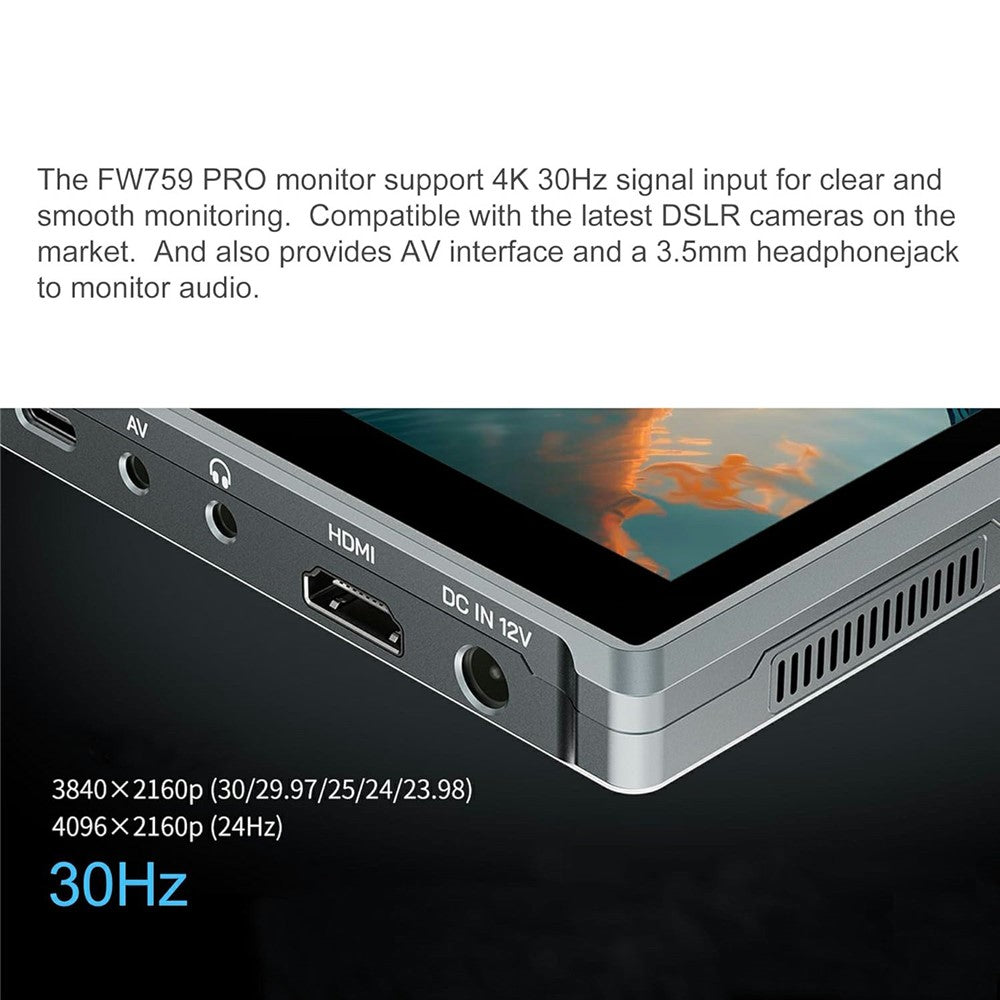 FEELWORLD FW759 PRO 7 Inch Touch Screen Camera Monitor HD / AV Input IPS Display for Photography Videography