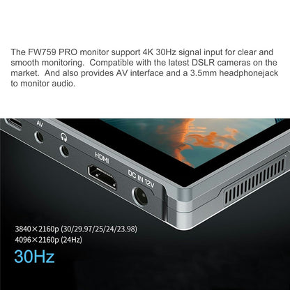 FEELWORLD FW759 PRO 7 Inch Touch Screen Camera Monitor HD / AV Input IPS Display for Photography Videography