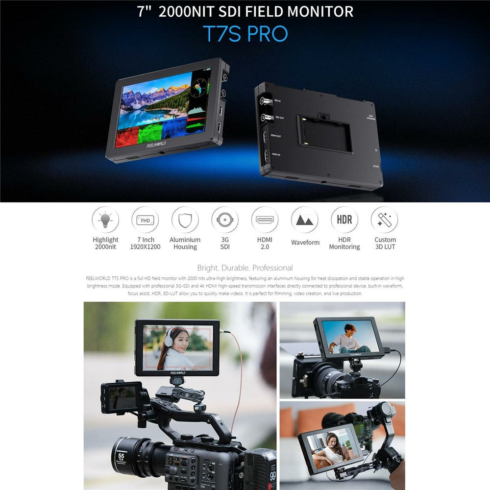 FEELWORLD T7S PRO 7 Inch Camera Monitor Ultra Bright Display Screen for Photography