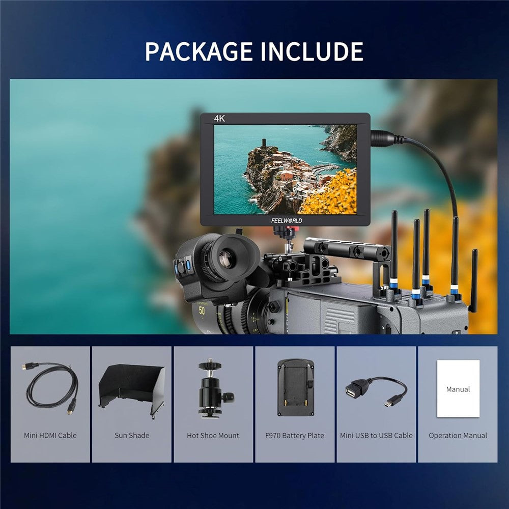 FEELWORLD FW703 7 Inch IPS 3G-SDI 4K Monitor 1920x1200 Full HD DSLR On Camera Field Monitor
