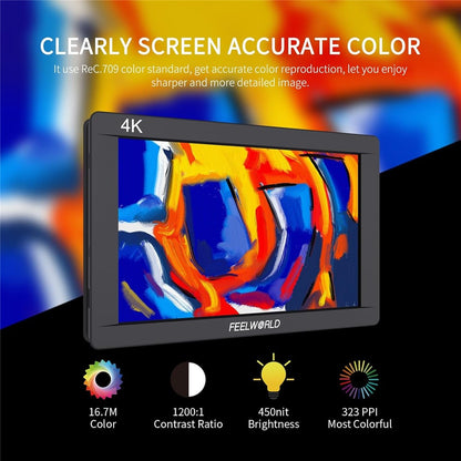 FEELWORLD FW703 7 Inch IPS 3G-SDI 4K Monitor 1920x1200 Full HD DSLR On Camera Field Monitor