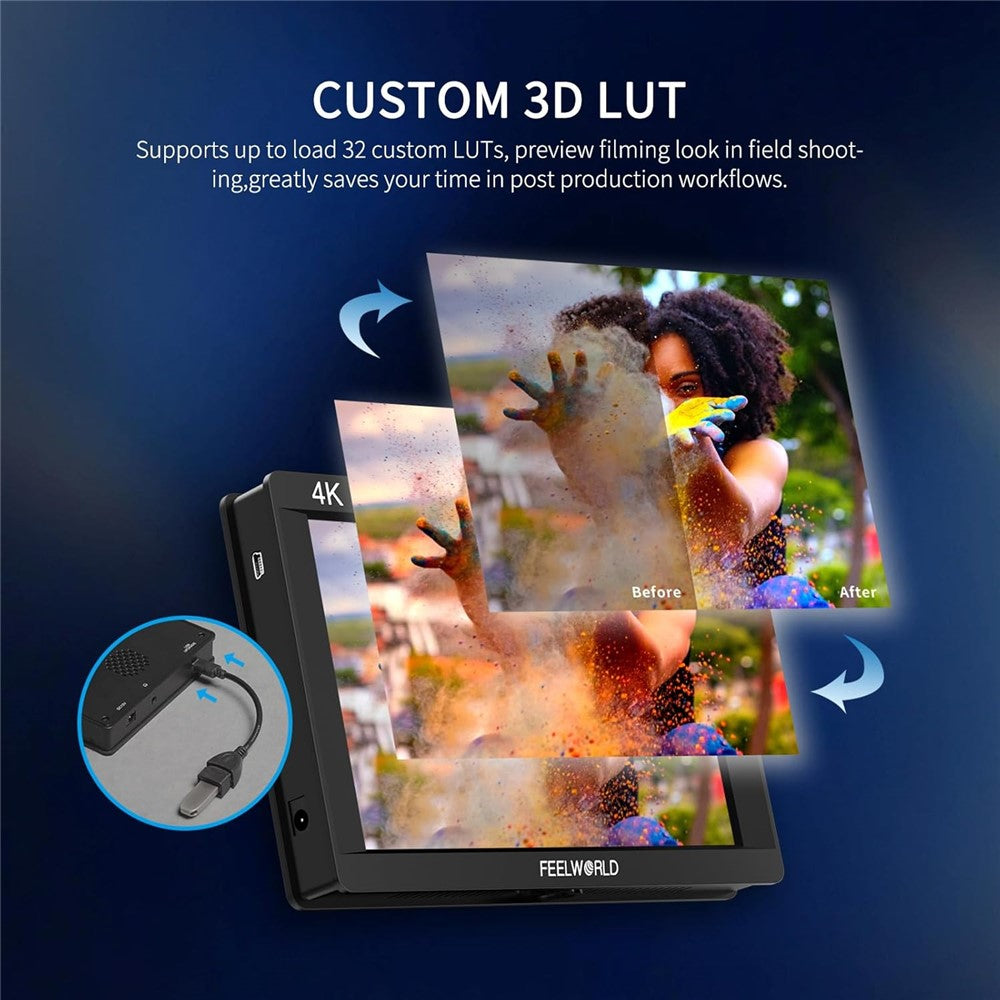 FEELWORLD FW703 7 Inch IPS 3G-SDI 4K Monitor 1920x1200 Full HD DSLR On Camera Field Monitor