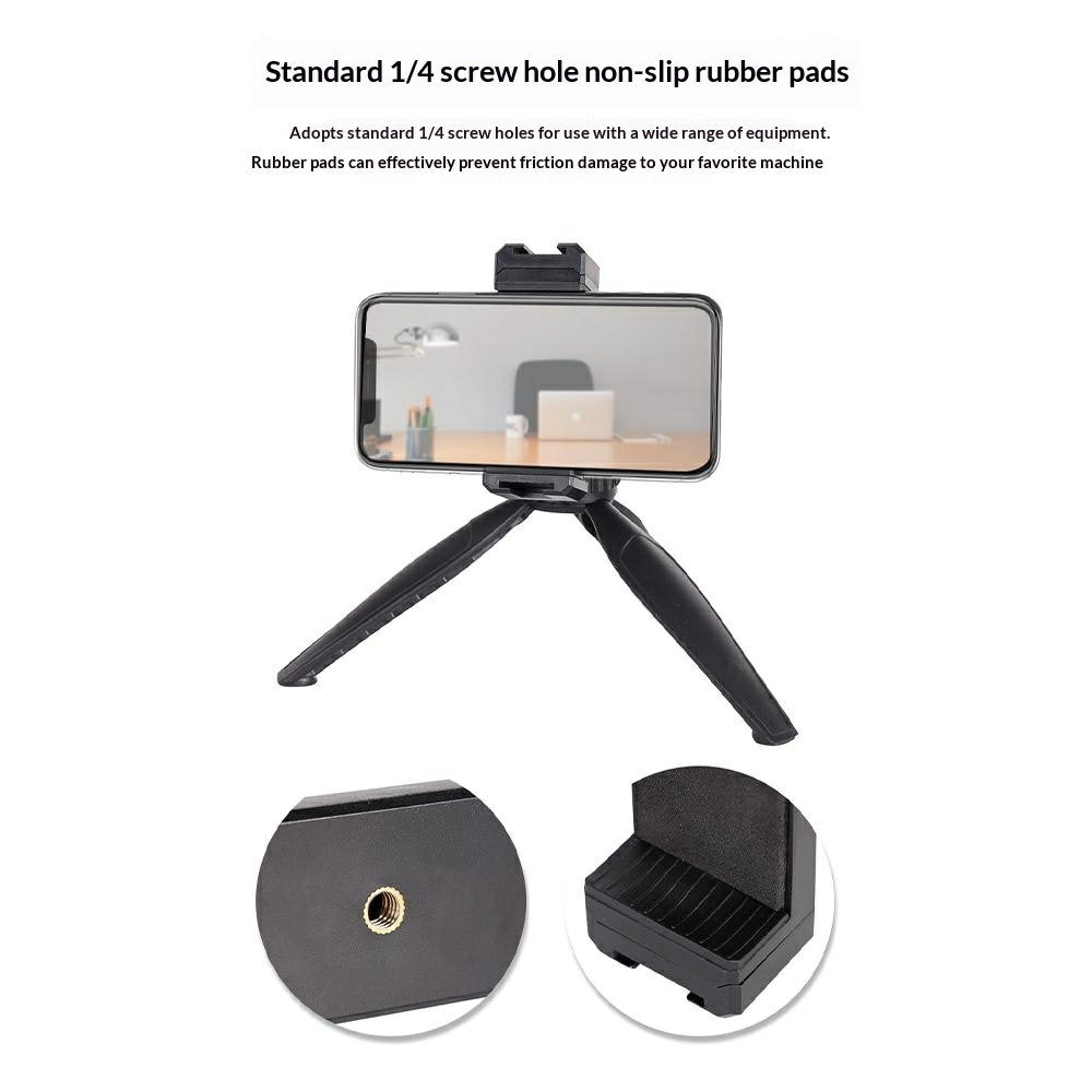 D010 Phone Clip Holder with Dual Hot Shoe Mount 1 / 4" Screw Thread for Live Streaming Tripod Stand