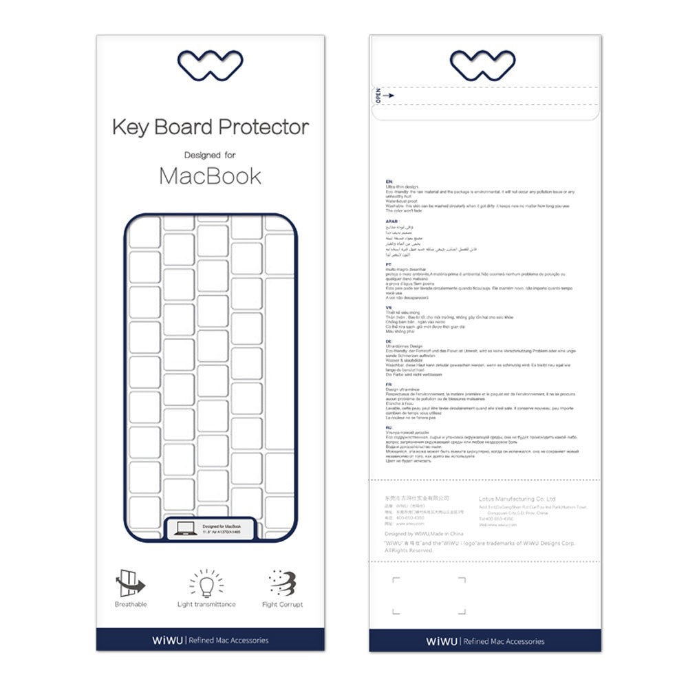 WIWU Ultra Thin Clear Dustproof Waterproof Keyboard Skin Protector Cover for MacBook Pro 14inch 2021