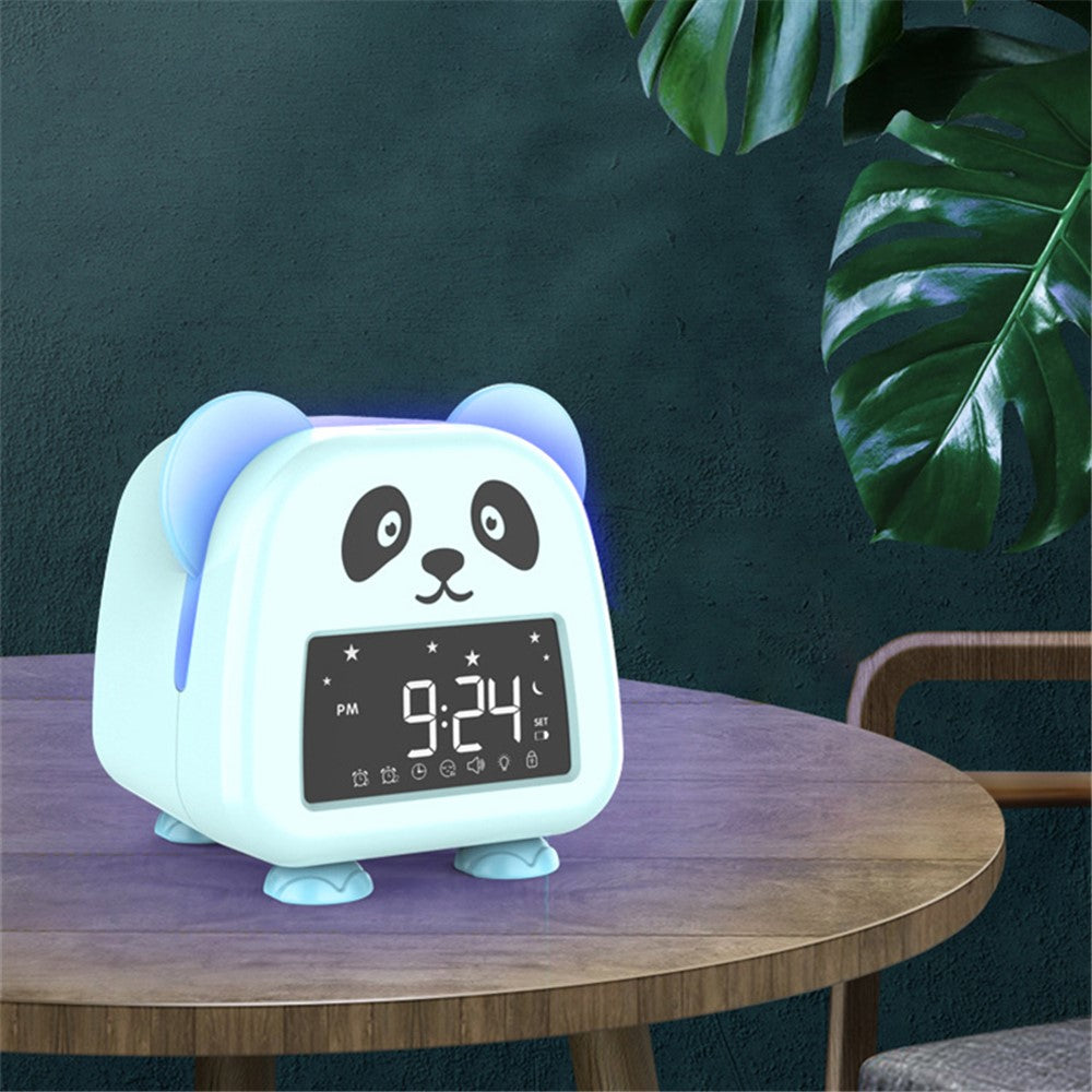 JS2726E Cute Cartoon Panda Kids Digital Clock Children Sleep Training Alarm Clock with LED Night Light