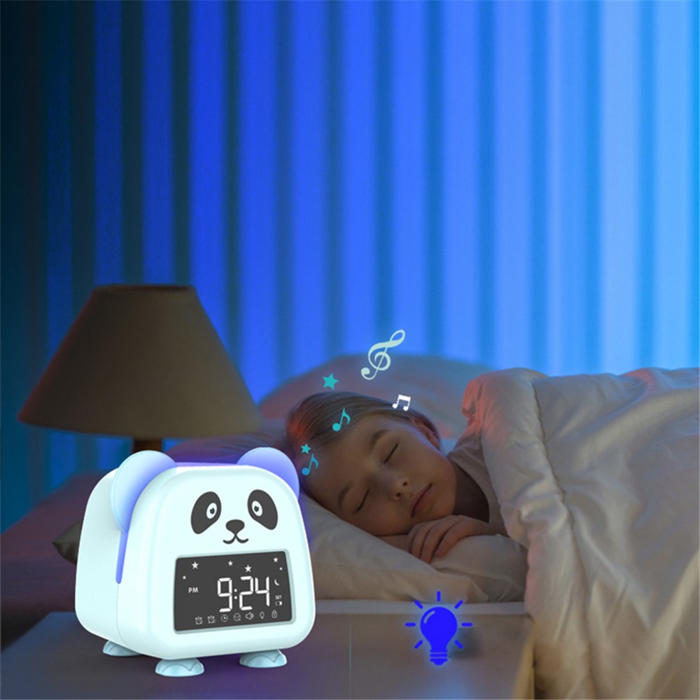 JS2726E Cute Cartoon Panda Kids Digital Clock Children Sleep Training Alarm Clock with LED Night Light