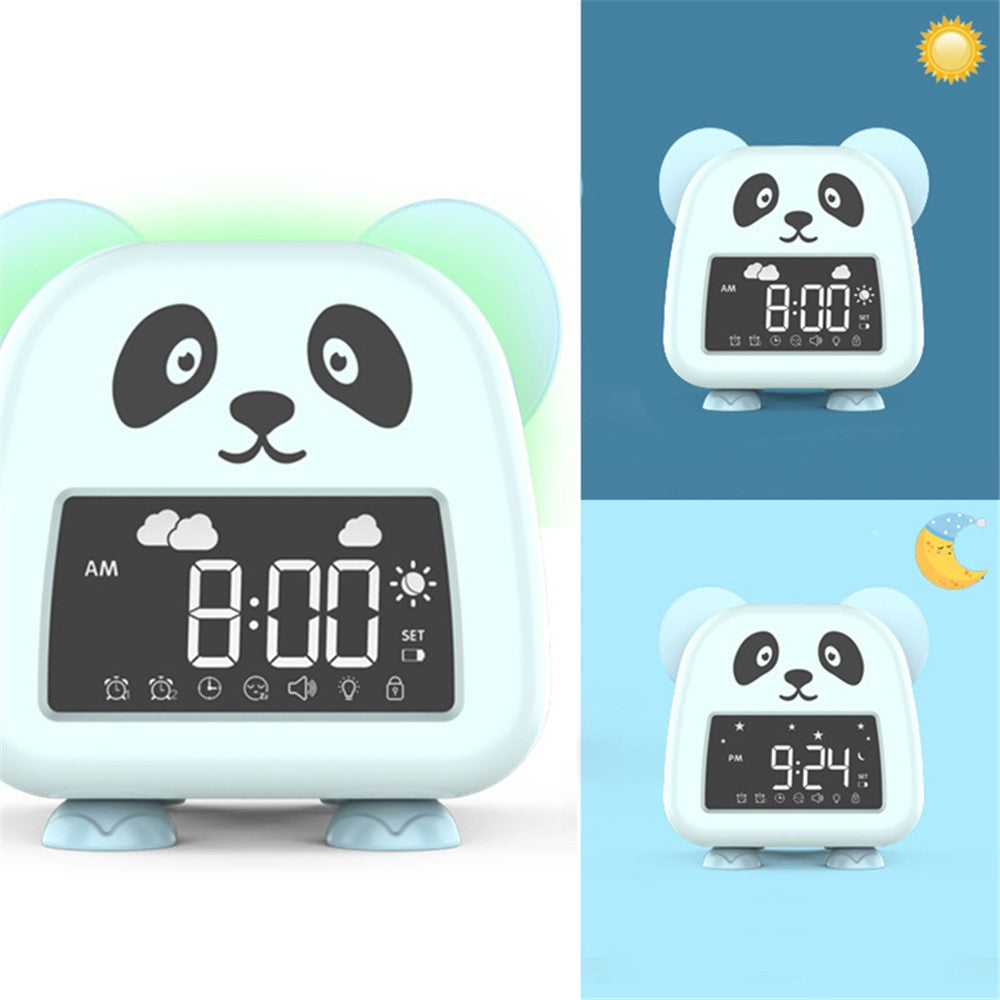 JS2726E Cute Cartoon Panda Kids Digital Clock Children Sleep Training Alarm Clock with LED Night Light