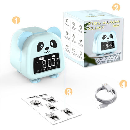 JS2726E Cute Cartoon Panda Kids Digital Clock Children Sleep Training Alarm Clock with LED Night Light