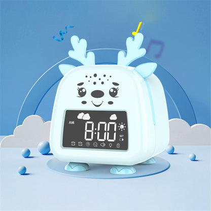 JS2726D Cute Cartoon Elk Kids Children Sleep Training Alarm Clock LED Night Light Digital Clock