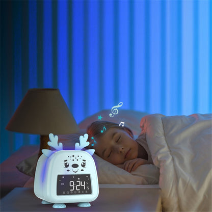 JS2726D Cute Cartoon Elk Kids Children Sleep Training Alarm Clock LED Night Light Digital Clock
