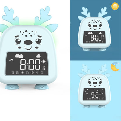 JS2726D Cute Cartoon Elk Kids Children Sleep Training Alarm Clock LED Night Light Digital Clock