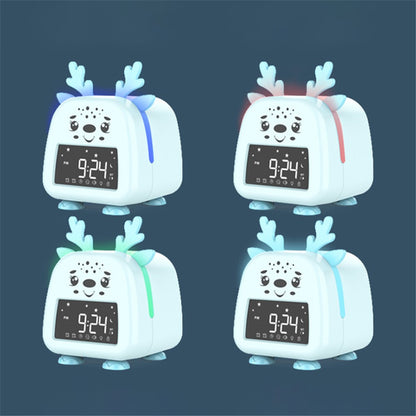 JS2726D Cute Cartoon Elk Kids Children Sleep Training Alarm Clock LED Night Light Digital Clock