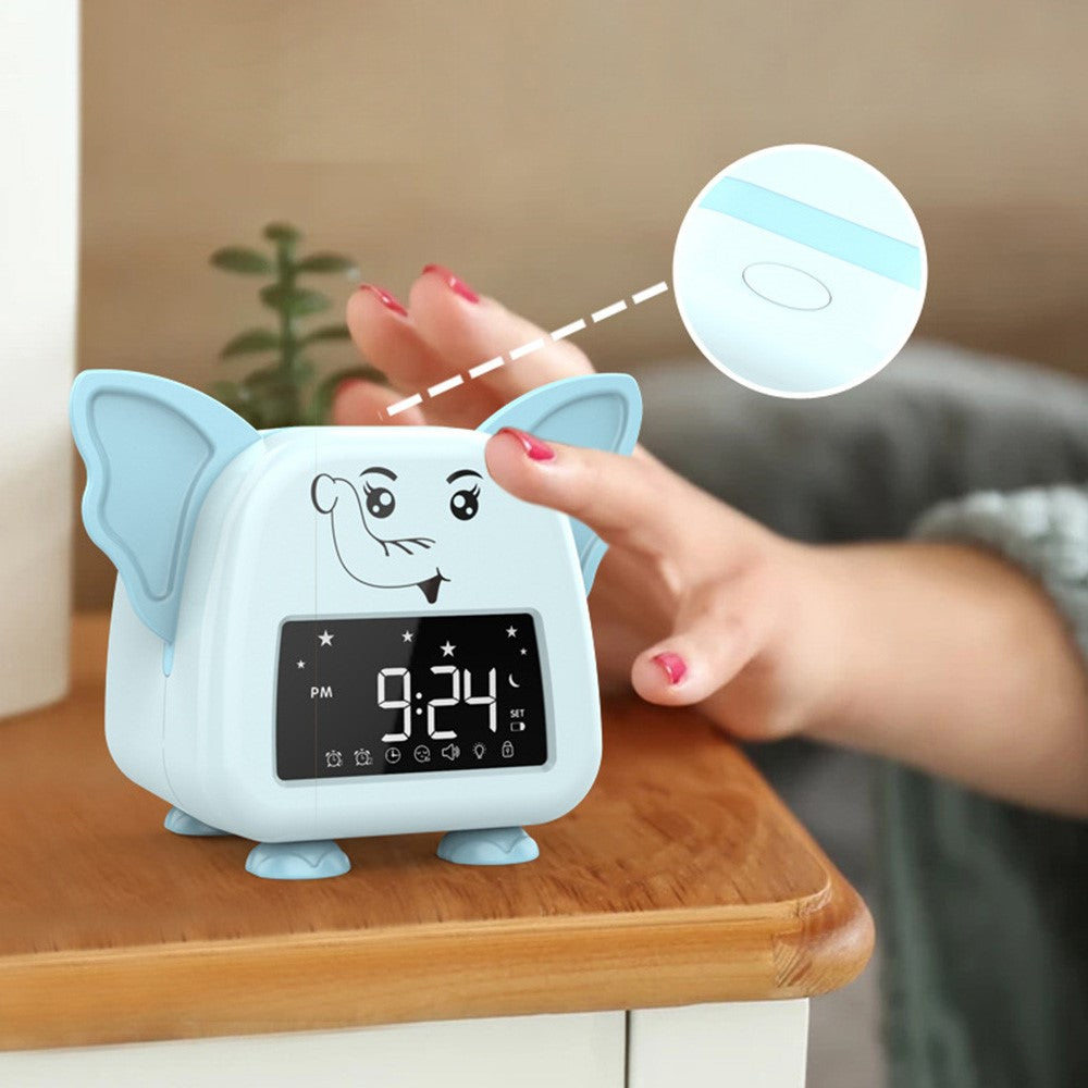 JS2726B Cute Elephant-shaped Alarm Clock Creative Electronic Clock Multifunction Sleep Training Snooze Tool