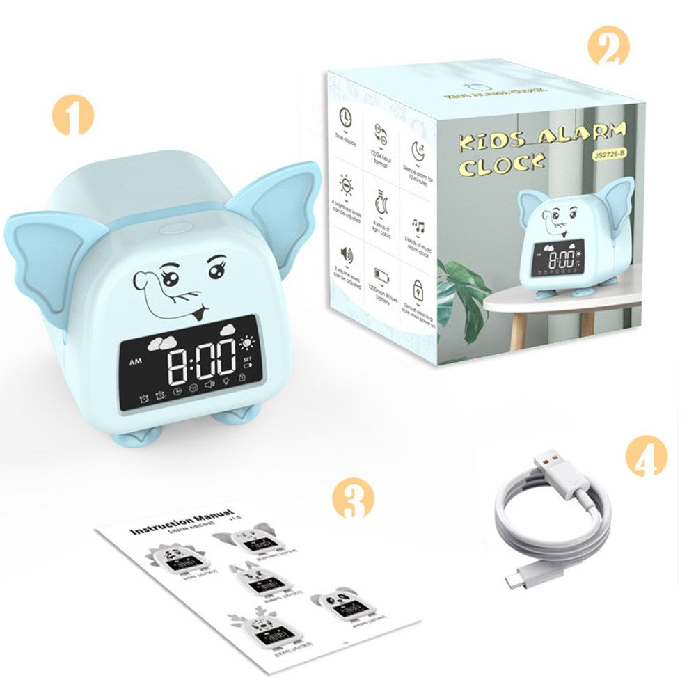 JS2726B Cute Elephant-shaped Alarm Clock Creative Electronic Clock Multifunction Sleep Training Snooze Tool