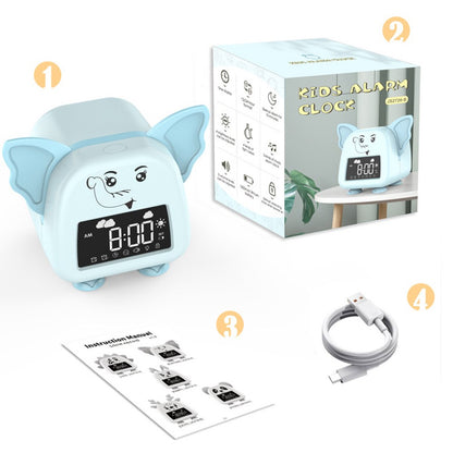 JS2726B Cute Elephant-shaped Alarm Clock Creative Electronic Clock Multifunction Sleep Training Snooze Tool