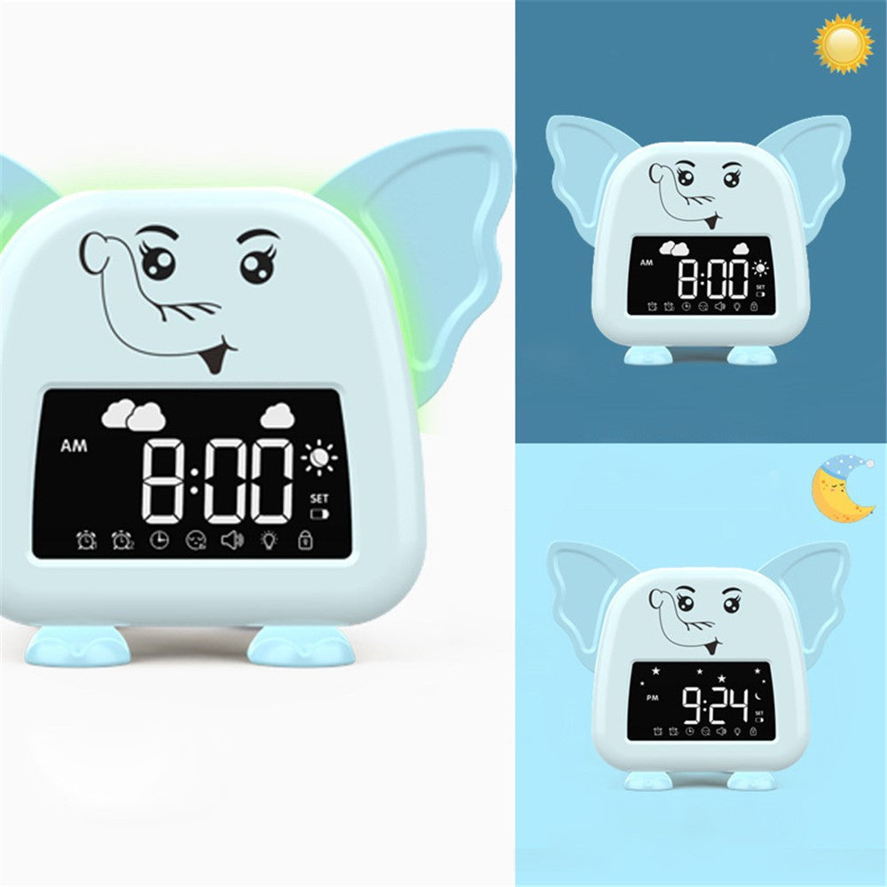 JS2726B Cute Elephant-shaped Alarm Clock Creative Electronic Clock Multifunction Sleep Training Snooze Tool
