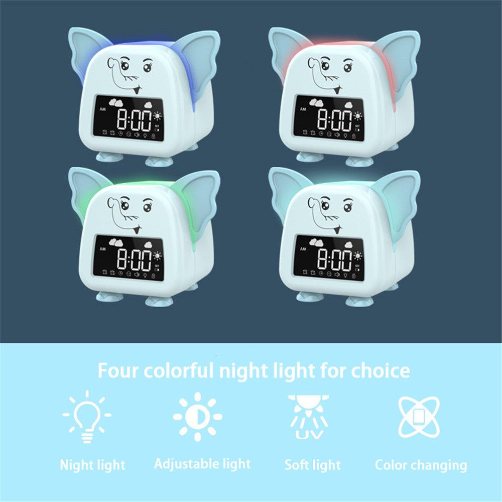 JS2726B Cute Elephant-shaped Alarm Clock Creative Electronic Clock Multifunction Sleep Training Snooze Tool