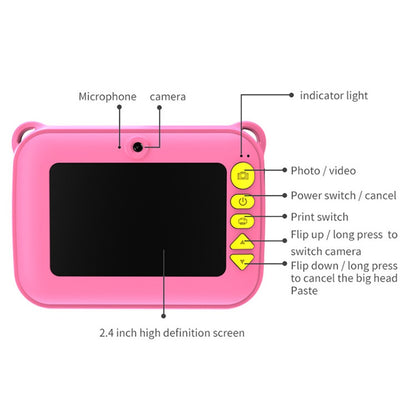 CP18 Kid's Camera HD Color Photo Children Video Camera Thermal Printing Camera Toy USB Rechargeable