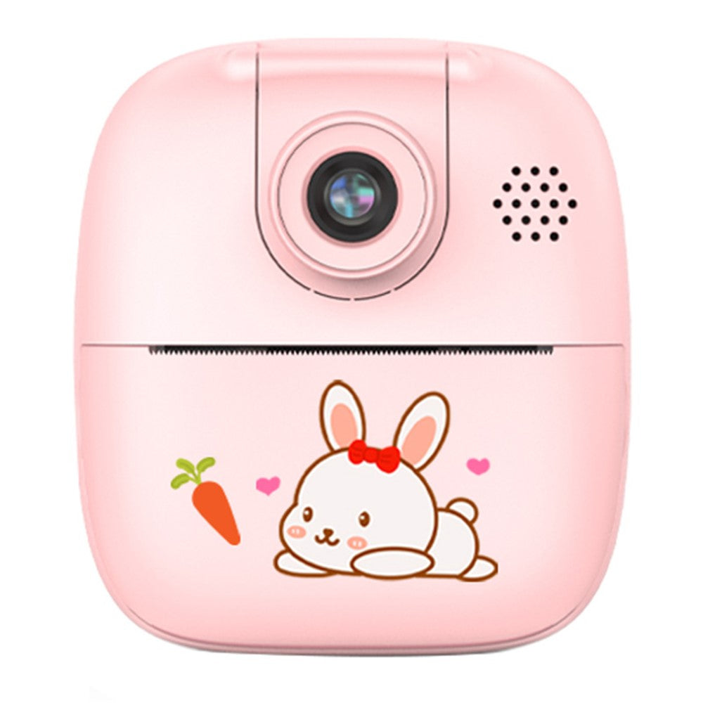 A18 Cute Kids Camera 2.0 inch 24M Pixel HD Instant Print Camera Portable Thermal Printing Camera with 180-Degree Flipped Lens for Children