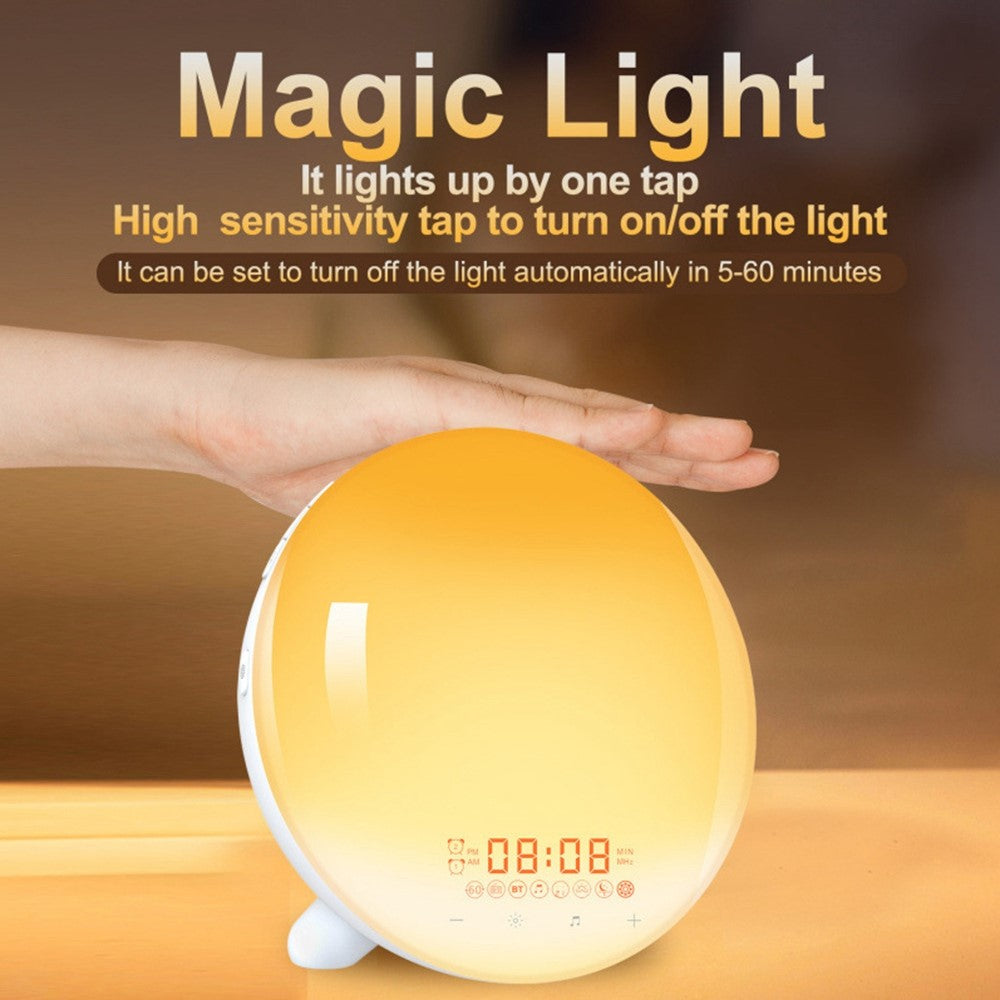 SH-123 Digital Wake-Up Light Sunrise / Sunset Simulation Alarm Clock with FM Radio Night Light Bluetooth-compatible Wireless Speaker