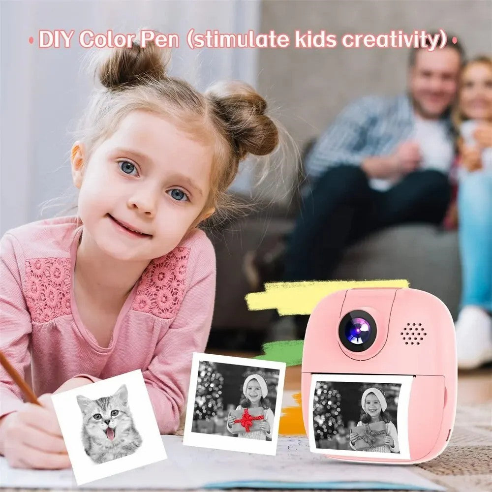 A19 Kids Instant Print Camera 24MP Zero Ink Kids Digital Camera Child Selfie Camera Toy