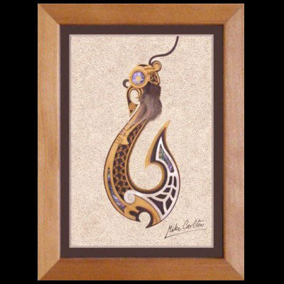 Framed 3D Wooden Matau Wall Art