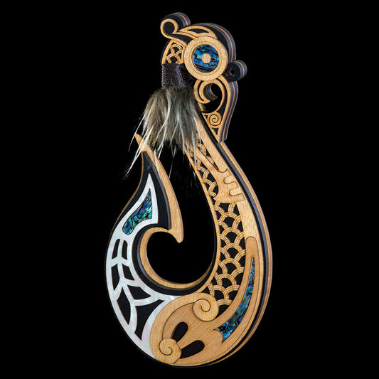 Large 3D Inlaid Manaia Matau Wall Hanging Wall Art