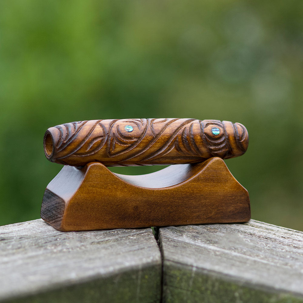 Koauau (Traditional Flute) hand crafted wooden instrument Sculpture