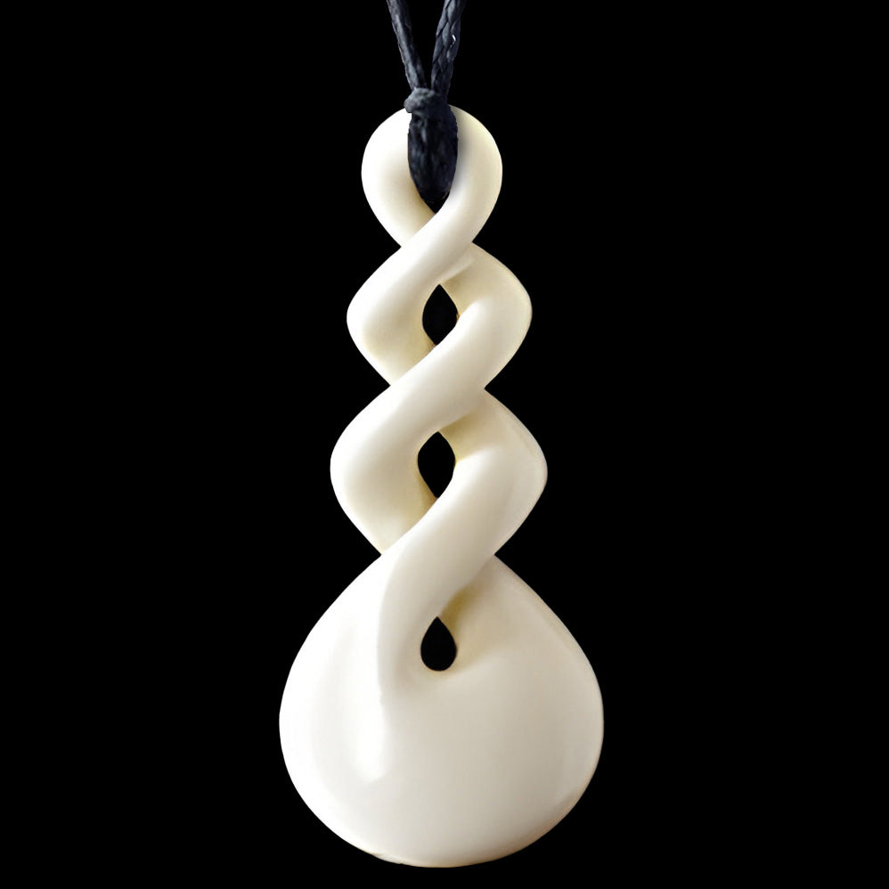 Large Triple Twist, hancrafted bone pendant Small
