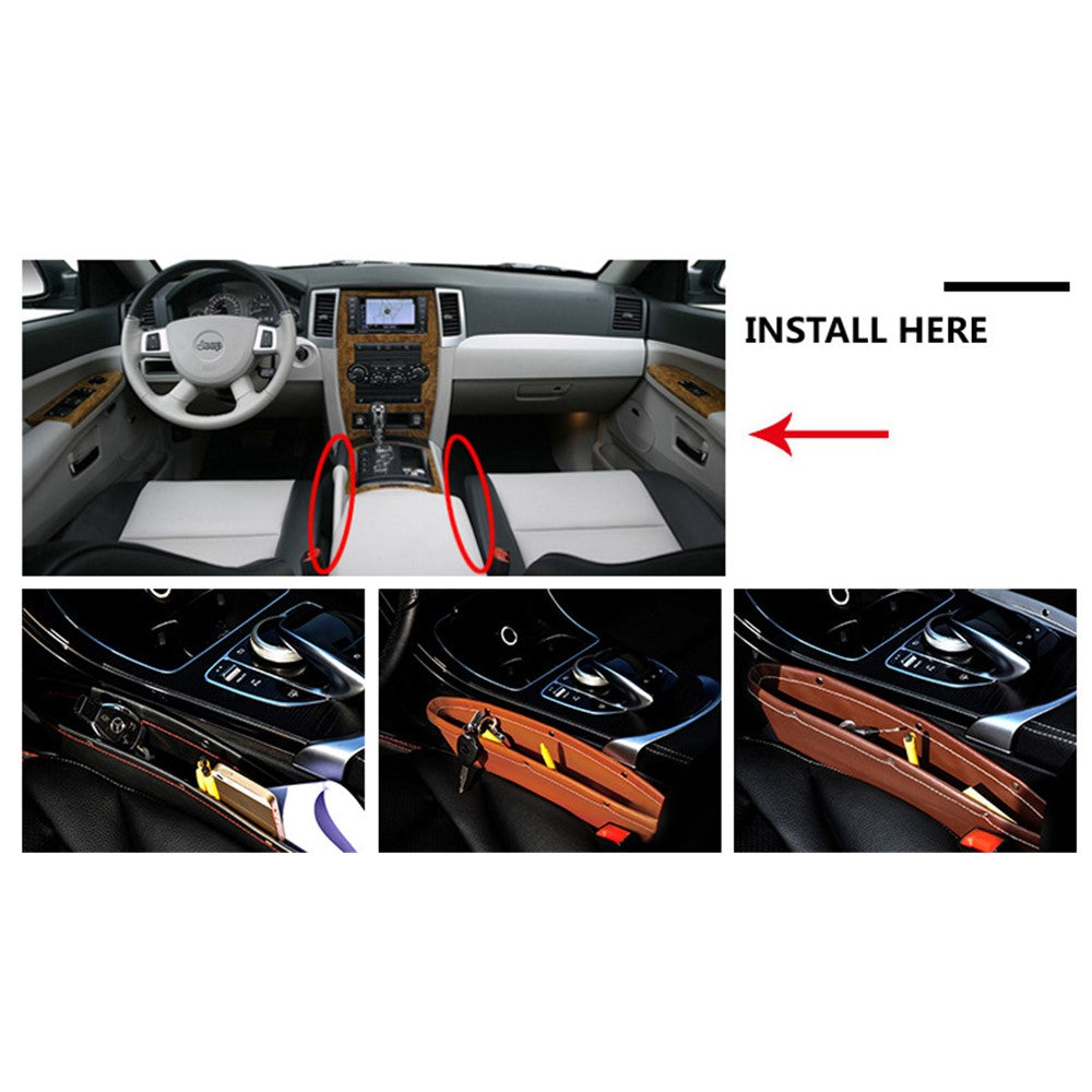 2Pcs/Set Car Seat Organizer Side Gap Storage Pocket for Wallet, Phones, Maps, Cash etc.
