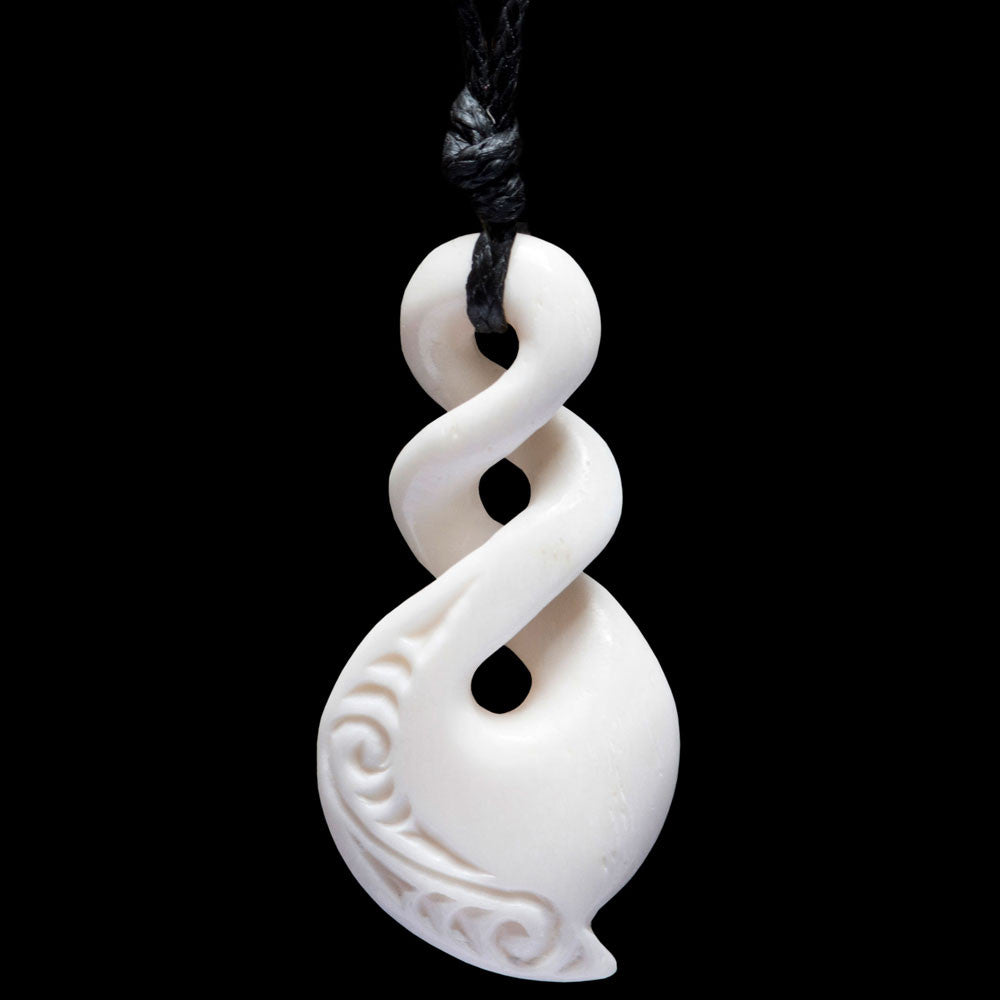 Engraved Double Twist, handcrafted bone Pendant