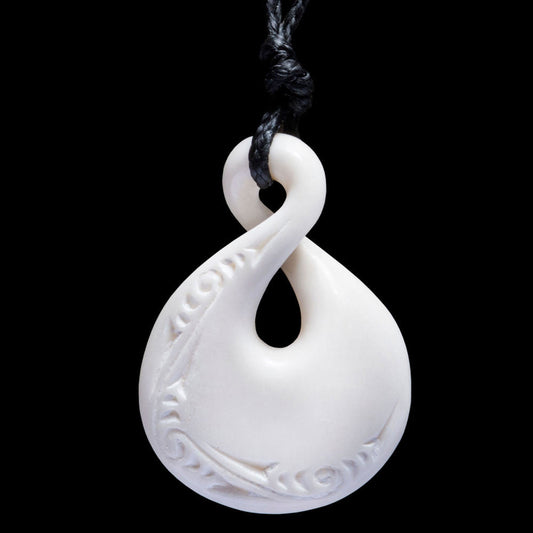 Small Engraved Twist, handcrafted bone pendant
