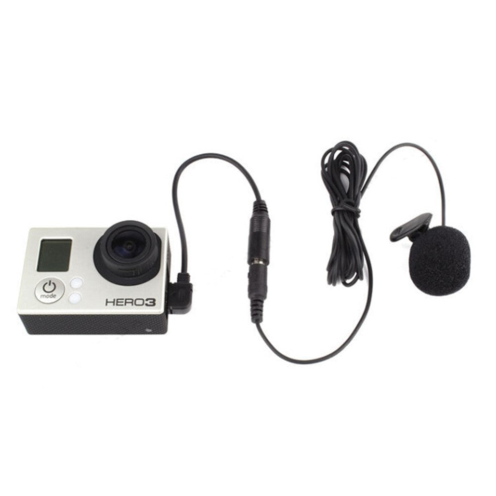 Mini USB Microphone with Clip + Mic Adapter for GoPro Hero 4/3+/3
