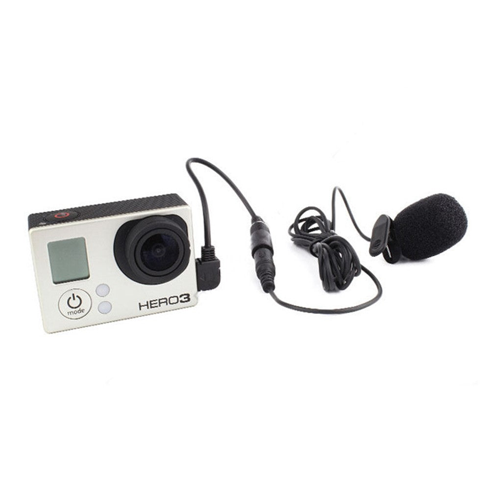 Mini USB Microphone with Clip + Mic Adapter for GoPro Hero 4/3+/3