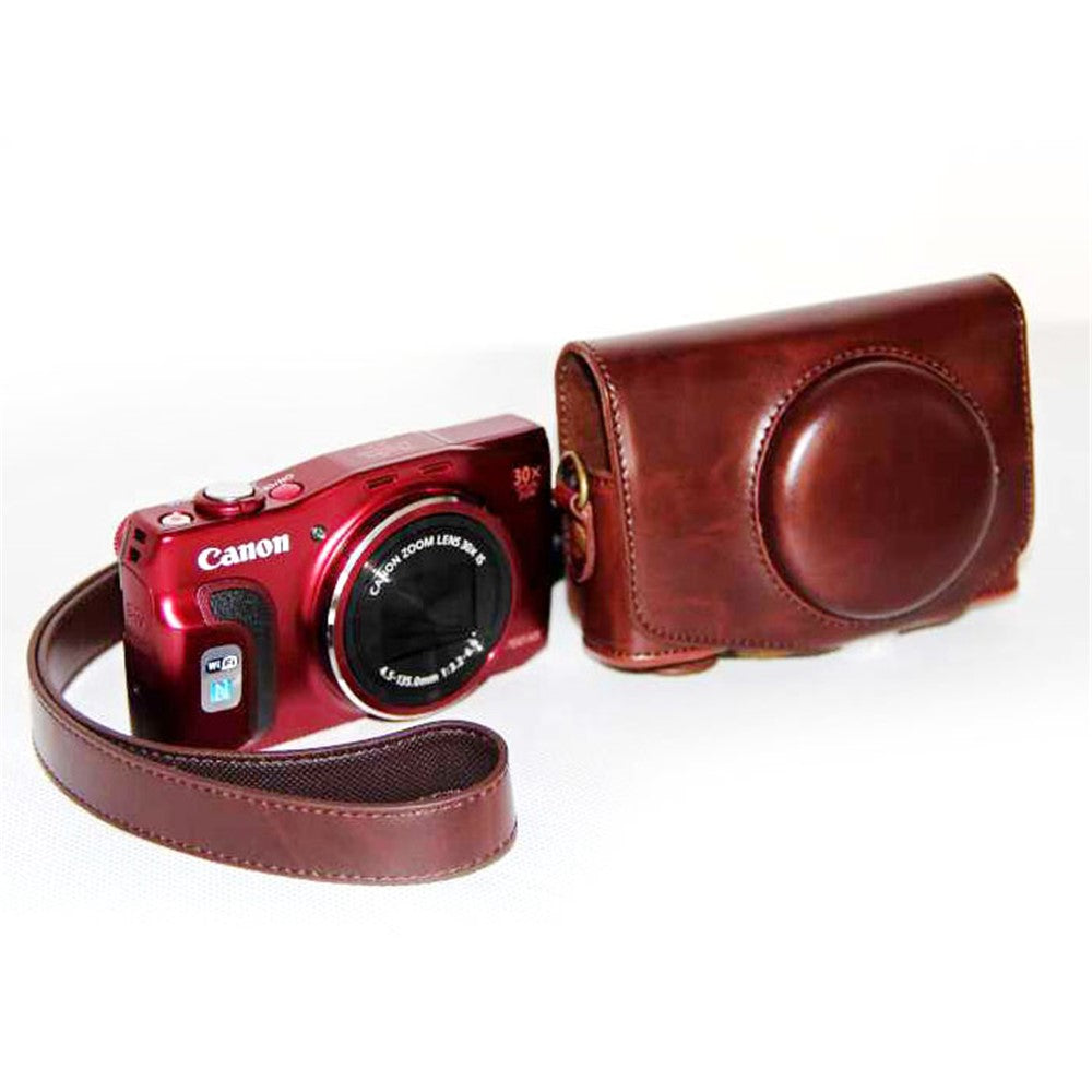 PU Leather Camera Protective Pouch + Shoulder Strap for Canon SX720/ SX700/ SX730/ SX740 HS