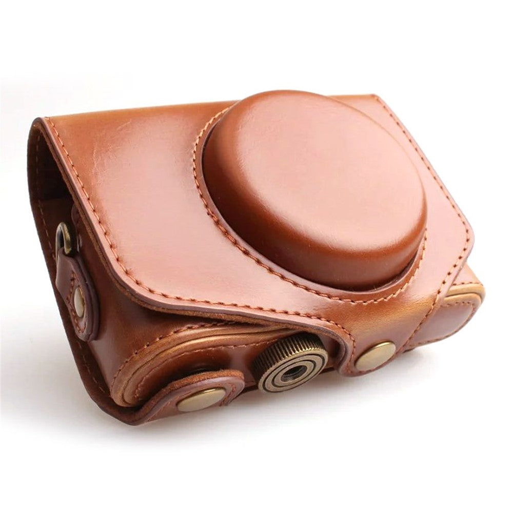 PU Leather Camera Protective Pouch + Shoulder Strap for Canon SX720/ SX700/ SX730/ SX740 HS