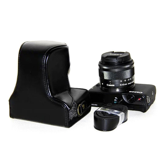 PU Leather Camera Cover + Strap for Canon EOSM/EOSM2/EOSM 10 with 15-45mm Lens