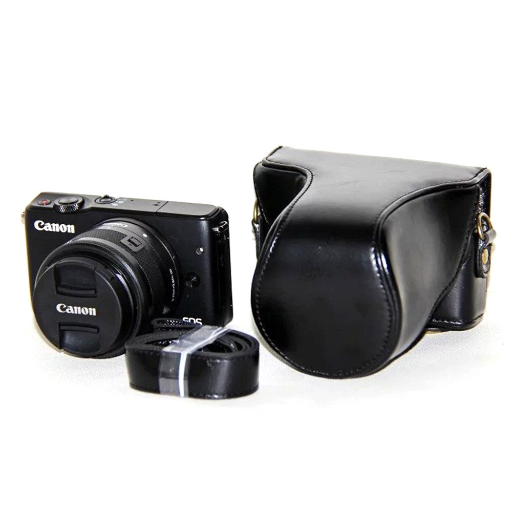 PU Leather Camera Cover + Strap for Canon EOSM/EOSM2/EOSM 10 with 15-45mm Lens