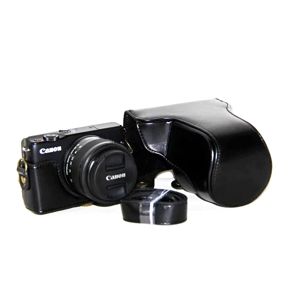PU Leather Camera Cover + Strap for Canon EOSM/EOSM2/EOSM 10 with 15-45mm Lens