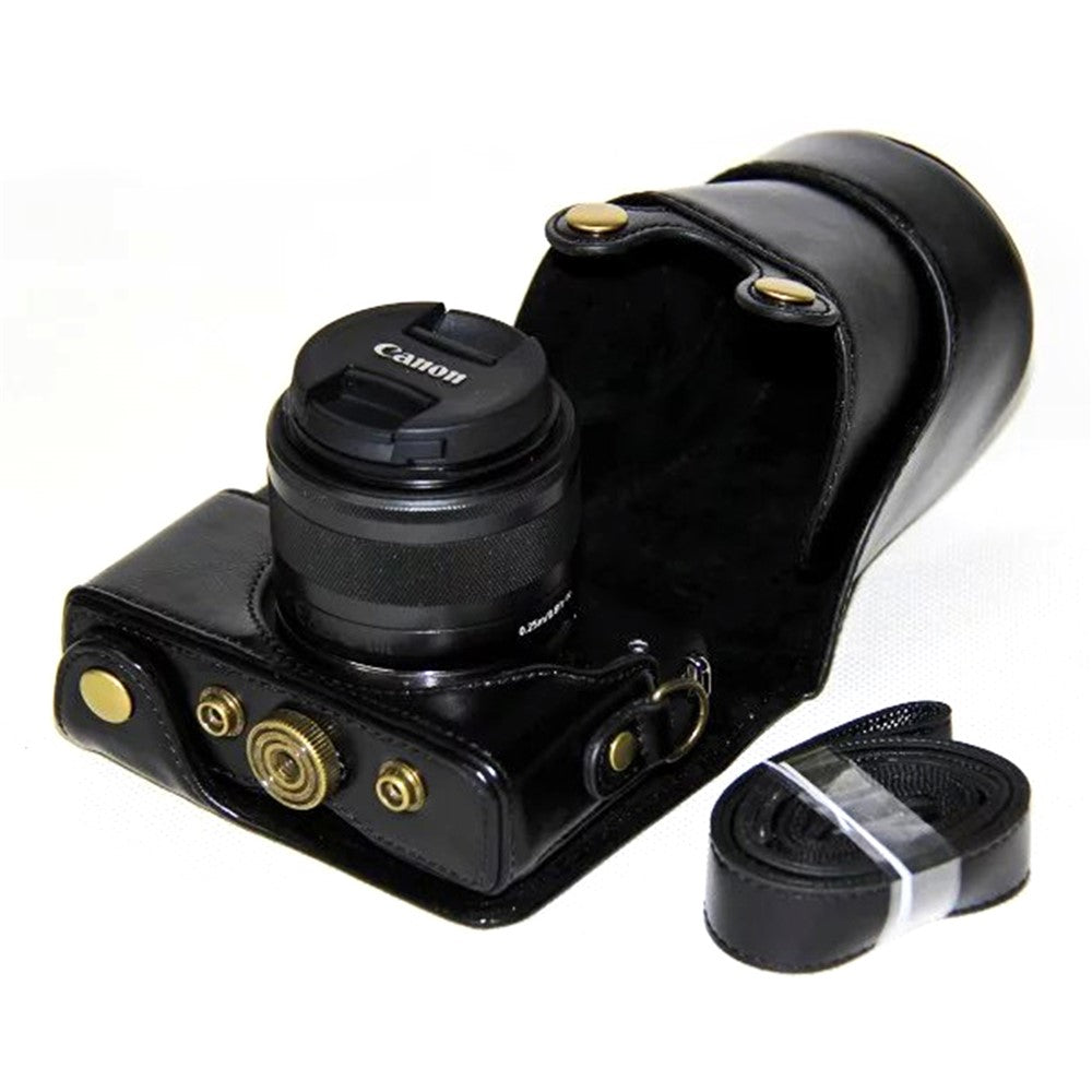 PU Leather Camera Cover + Strap for Canon EOSM/EOSM2/EOSM 10 with 15-45mm Lens