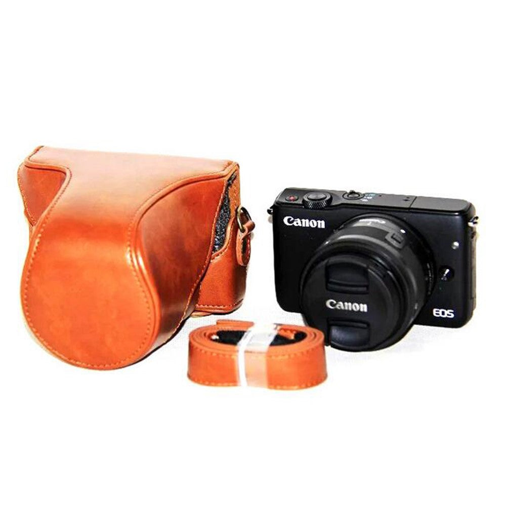 PU Leather Camera Cover + Strap for Canon EOSM/EOSM2/EOSM 10 with 15-45mm Lens