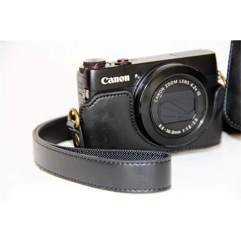 Protective Leather Camera Case with Shoulder Strap for Canon G7X