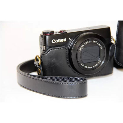 Protective Leather Camera Case with Shoulder Strap for Canon G7X
