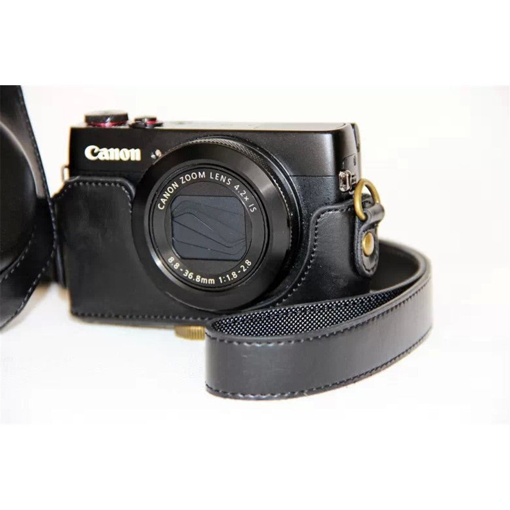 Protective Leather Camera Case with Shoulder Strap for Canon G7X
