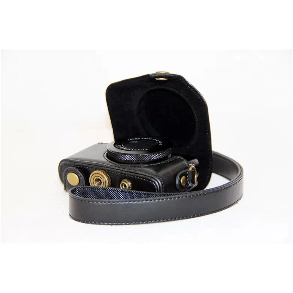 Protective Leather Camera Case with Shoulder Strap for Canon G7X