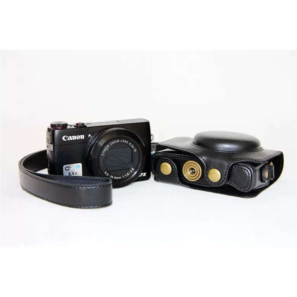 Protective Leather Camera Case with Shoulder Strap for Canon G7X