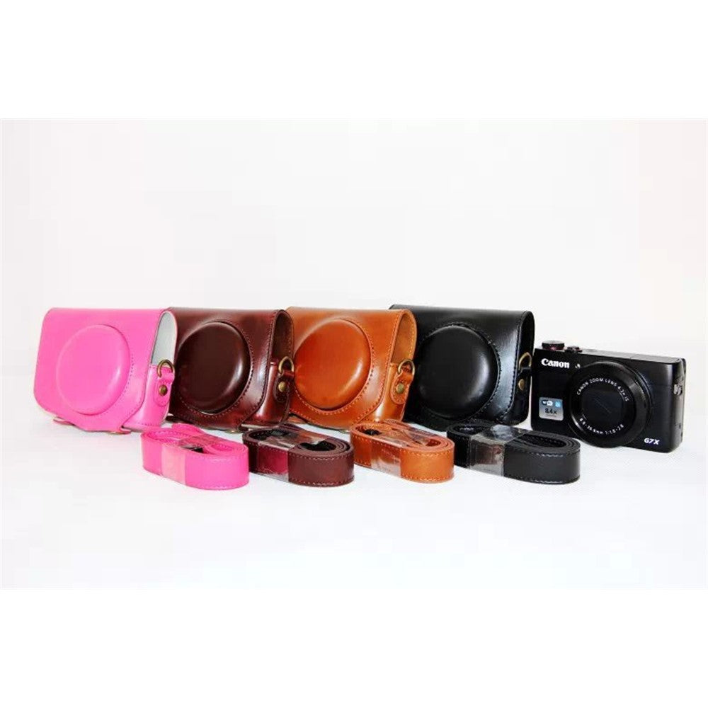 Protective Leather Camera Case with Shoulder Strap for Canon G7X
